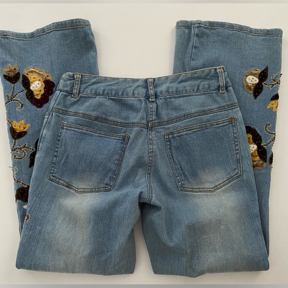 Alexandra Bartlett Jeans Bootcut Boot Cut embroidered appliqué size 6 Petite - Picture 7 of 13